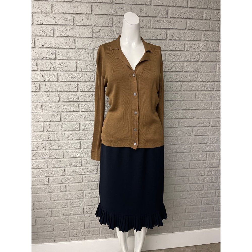 GW Brown Silk long Sleeve Sweater Size L